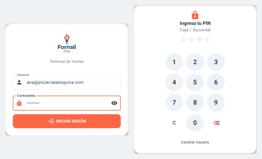 Escribe tu usuario y contraseña; después, el PIN de la sucursal