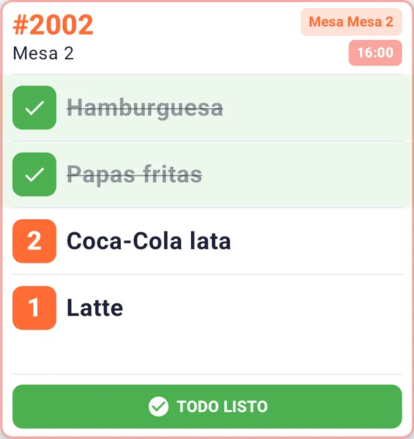 Toca cada plato al terminarlo; cuando estén todos, TODO LISTO