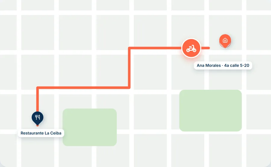 Delivery en vivo: la moto va del restaurante a la casa de la clienta